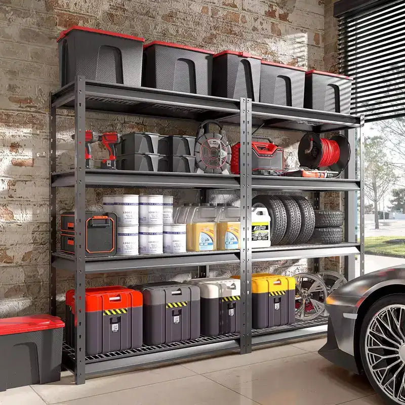 Étagère 4 tablettes 48"x24"x72" Unité de rangement de garage robuste Charge 12000lbs Peinture martelée