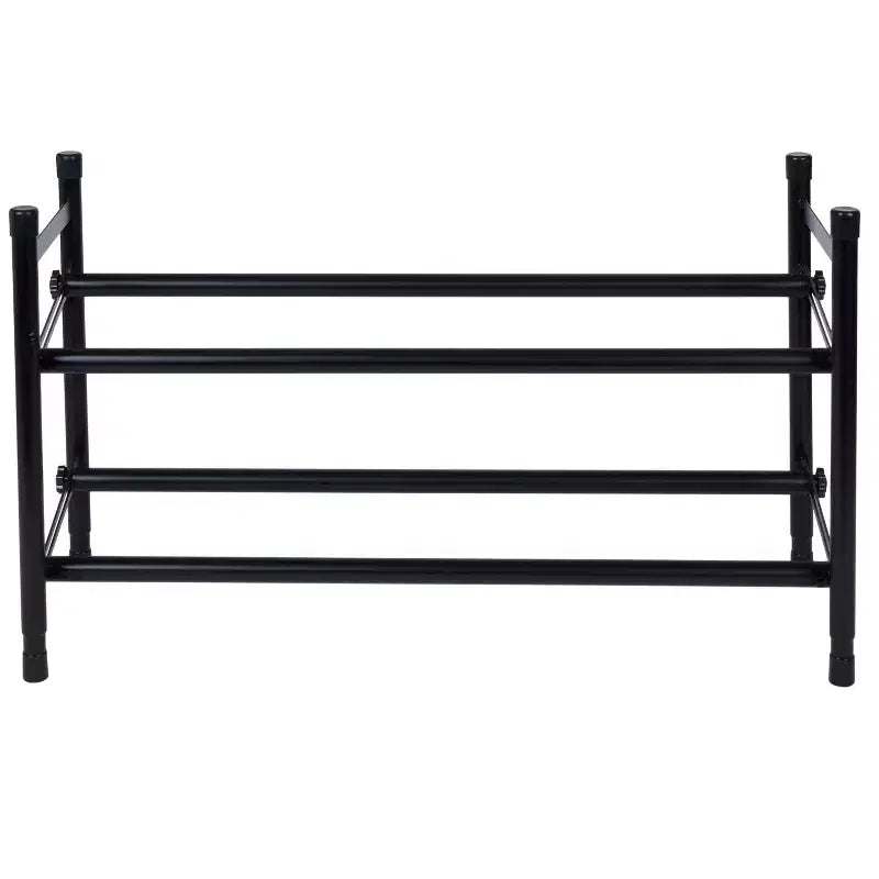 Étagère à chaussures 4 niveaux avec maille noire : cadre en fer, capacité de 16 paires, autoportante, profondeur de 75,7 cm