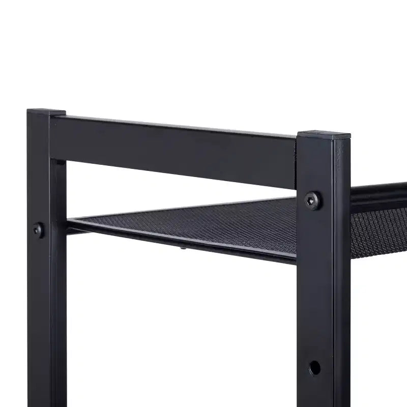 Étagère à chaussures 4 niveaux avec maille noire : cadre en fer, capacité de 16 paires, autoportante, profondeur de 75,7 cm