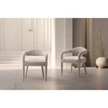 Manhattan Comfort Set of 2 Aspen Modern Tweed Upholstered Dining Armchairs Gold Dust