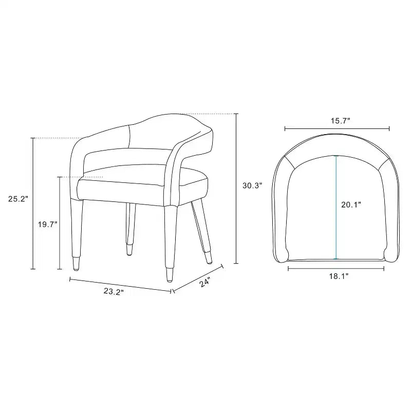 Manhattan Comfort Lot de 2 Fauteuils de Salle à Manger Modernes Rembourrés en Tweed Gold Dust