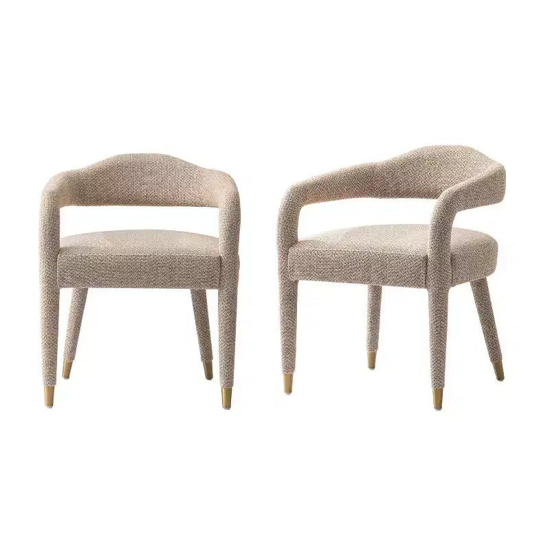 Manhattan Comfort Lot de 2 Fauteuils de Salle à Manger Modernes Rembourrés en Tweed Gold Dust