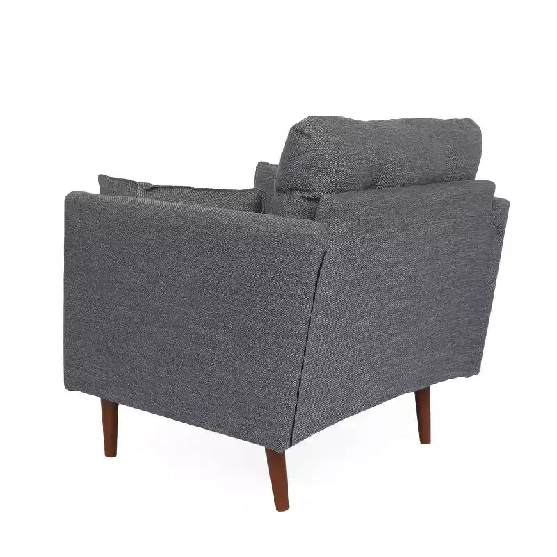 Fauteuil club capitonné avec coussins décoratifs Charbon/Noyer
