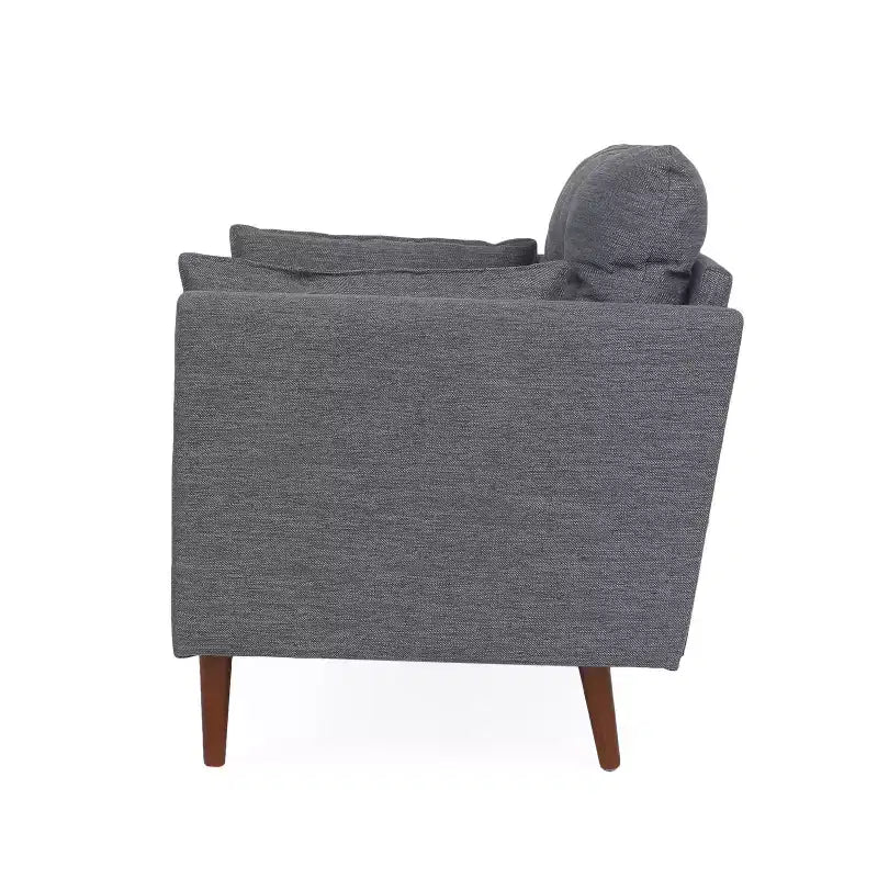 Fauteuil club capitonné avec coussins décoratifs Charbon/Noyer