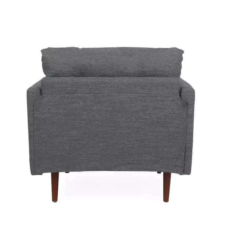 Fauteuil club capitonné avec coussins décoratifs Charbon/Noyer