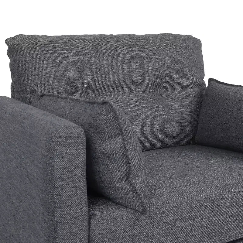 Fauteuil club capitonné avec coussins décoratifs Charbon/Noyer