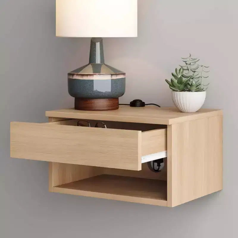 Ensemble de 2 tables de chevet flottantes Jackson Chêne clair