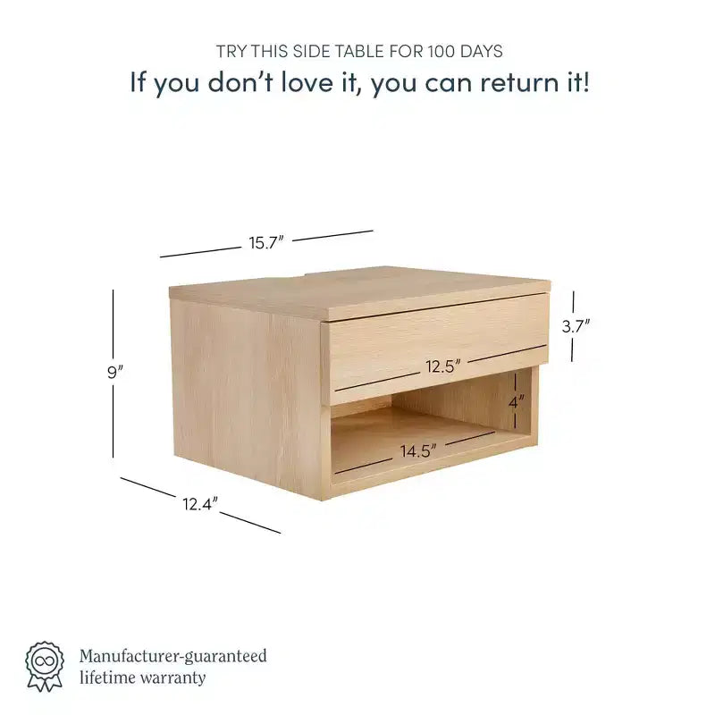 Ensemble de 2 tables de chevet flottantes Jackson Chêne clair
