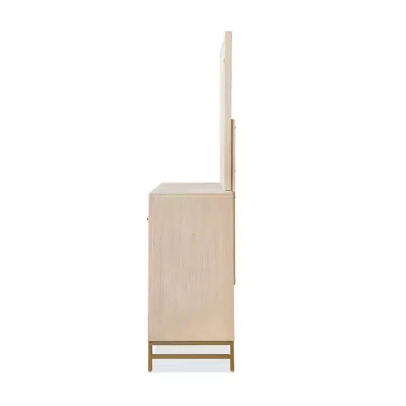  Commode et miroir 2 pièces Boho 7 tiroirs Chêne