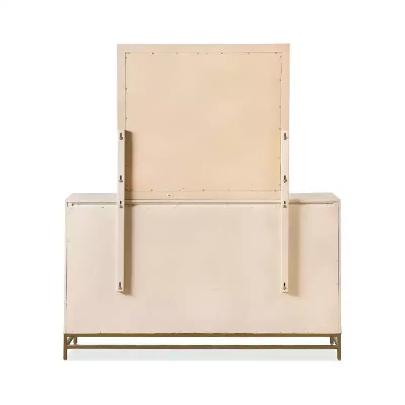  Commode et miroir 2 pièces Boho 7 tiroirs Chêne