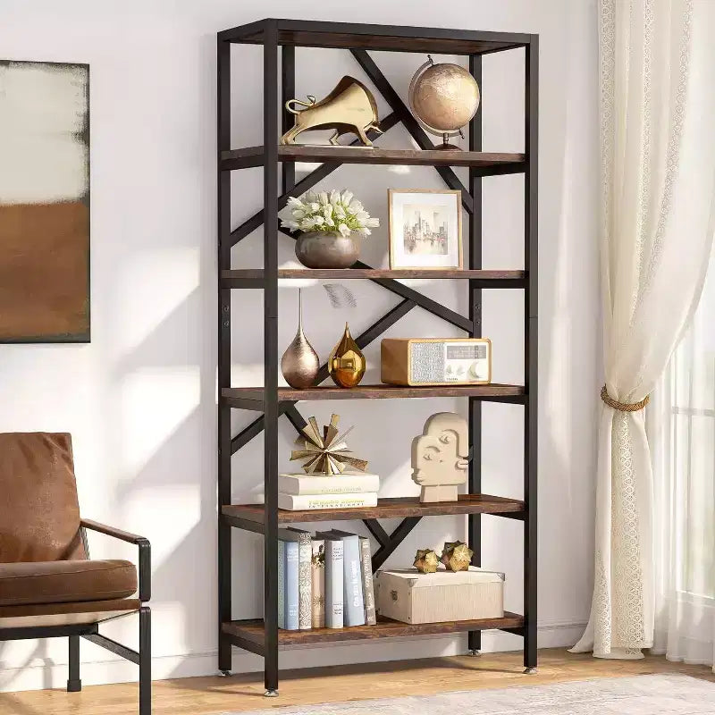 LITTLE TREE 70.87" 6 Tier Bookshelf Rustic Brown