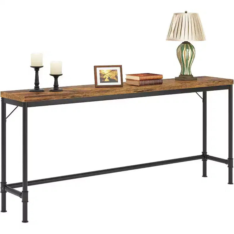 LITTLE TREE 70.9" Long Console Table Narrow Brown