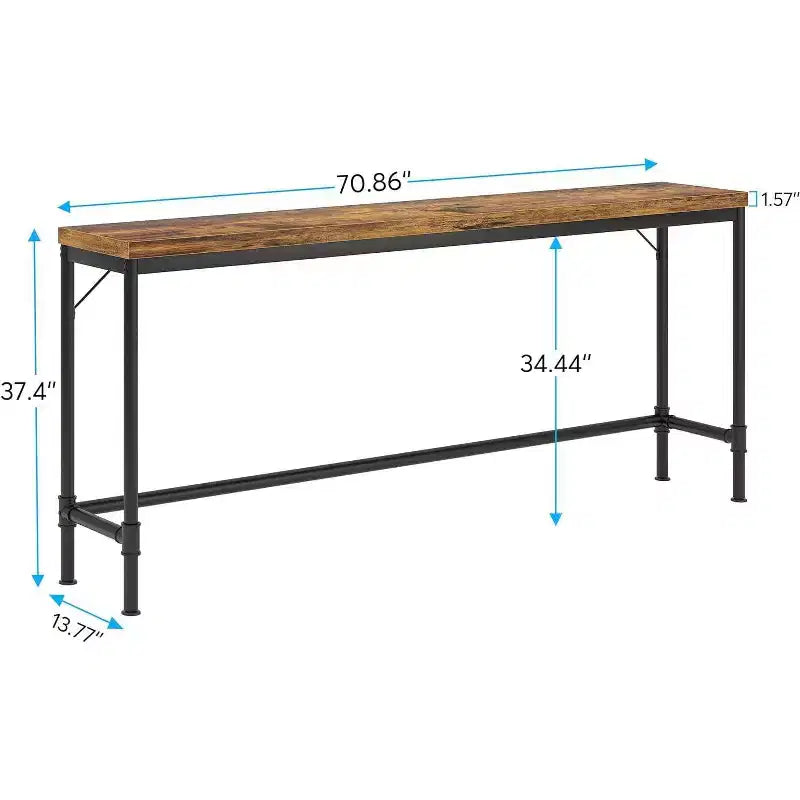 Console étroite de 70,9 po de long, marron