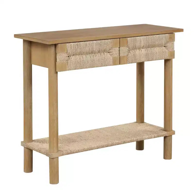 Nathan James Beacon Seagrass Console Table Light Brown