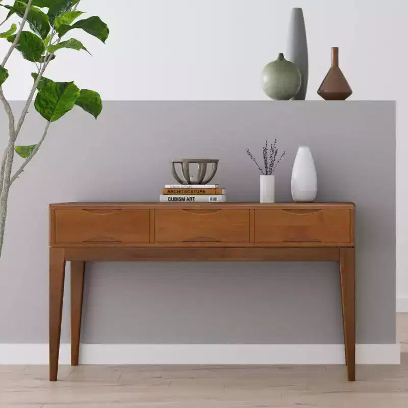 Table console canapé teck marron