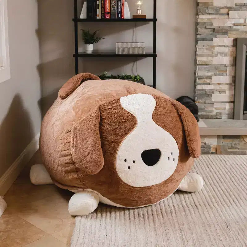 Pouf animal rembourré de mousse avec housse amovible, en fausse fourrure douce, pour enfants et adolescents