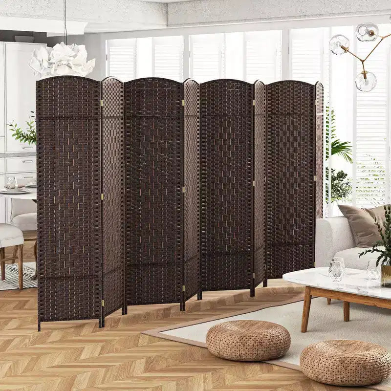 Paravent 8 panneaux 183 cm Paravent pliant avec cadre en bois massif Marron/Noir