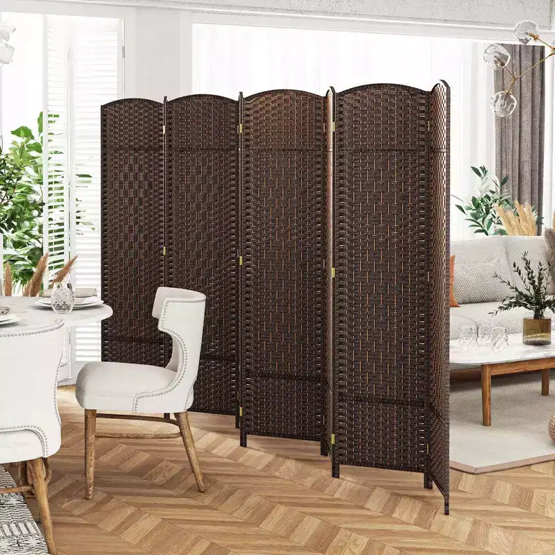 Paravent 8 panneaux 183 cm Paravent pliant avec cadre en bois massif Marron/Noir