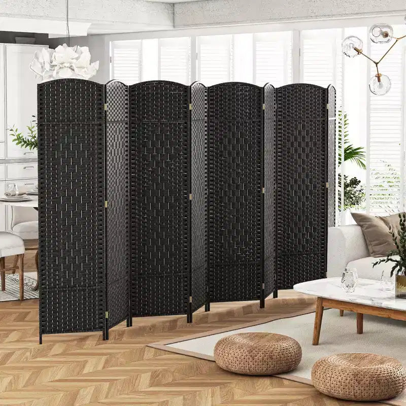 Paravent 8 panneaux 183 cm Paravent pliant avec cadre en bois massif Marron/Noir