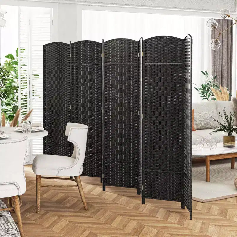 Paravent 8 panneaux 183 cm Paravent pliant avec cadre en bois massif Marron/Noir