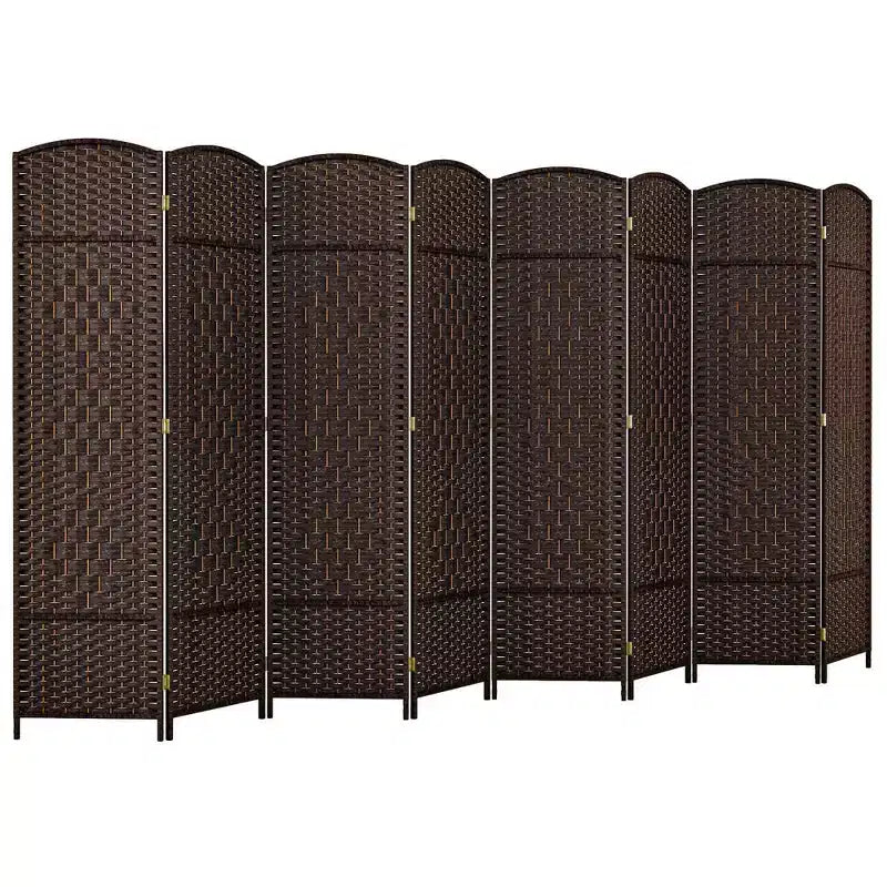 Paravent 8 panneaux 183 cm Paravent pliant avec cadre en bois massif Marron/Noir