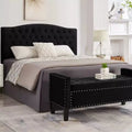 48L Velvet Storage Bench, End Of Bed Upholstered Tufted Button Storage Bench With Nails Trim, Storage Velvet Rectangular Bed Bench