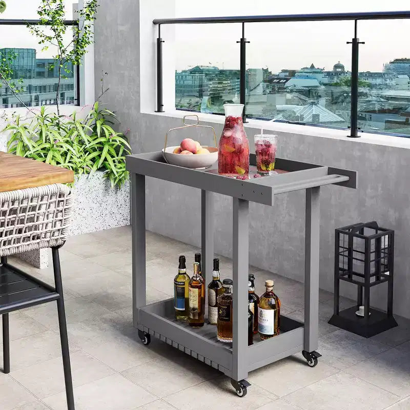 Garvee Service Utility Cart with Wheels, 500lbs Capacity, Heavy Duty Tub Storage Cart, Multipurpose Rolling 2-Tier Mobile Storage Organizer , Gray