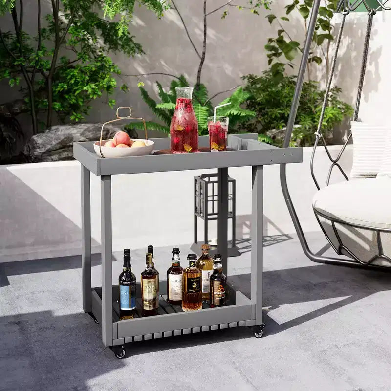 Chariot de service utilitaire avec roues, capacité de 227 kg, chariot de rangement à bacs robuste, organisateur de rangement mobile roulant polyvalent à 2 niveaux, gris