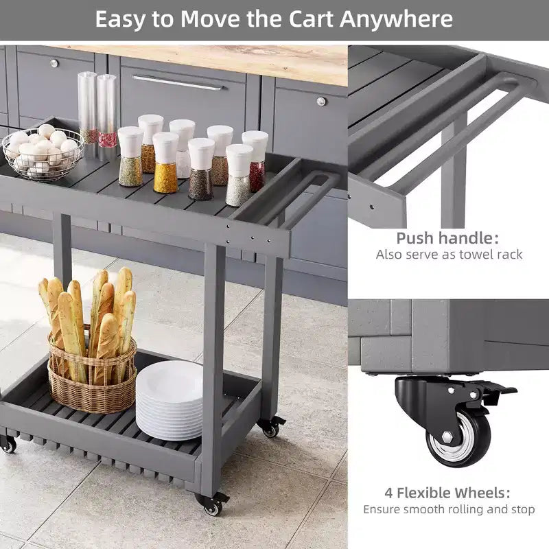 Chariot de service utilitaire avec roues, capacité de 227 kg, chariot de rangement à bacs robuste, organisateur de rangement mobile roulant polyvalent à 2 niveaux, gris