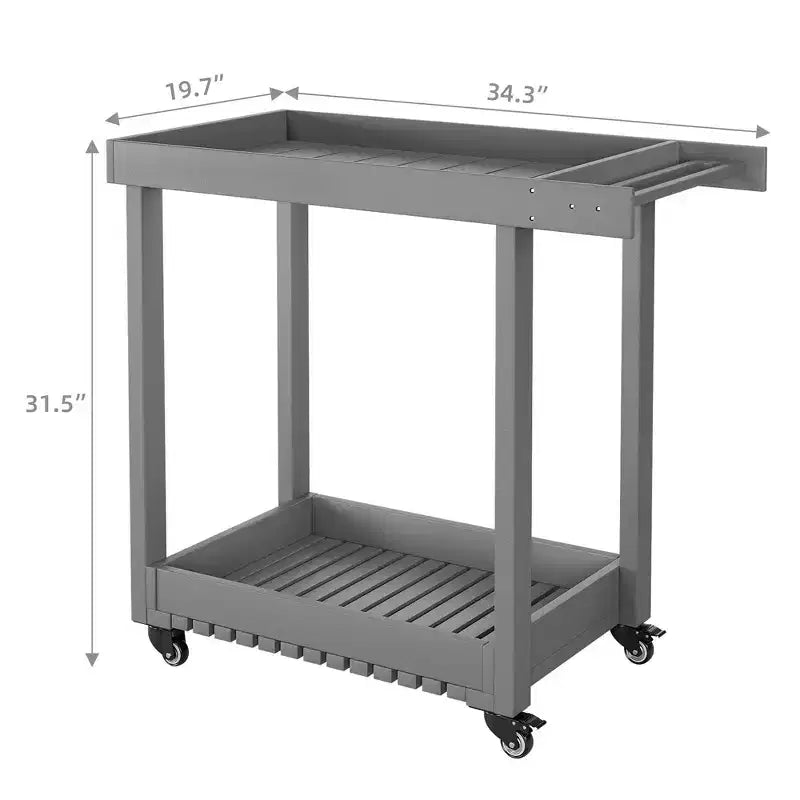 Chariot de service utilitaire avec roues, capacité de 227 kg, chariot de rangement à bacs robuste, organisateur de rangement mobile roulant polyvalent à 2 niveaux, gris