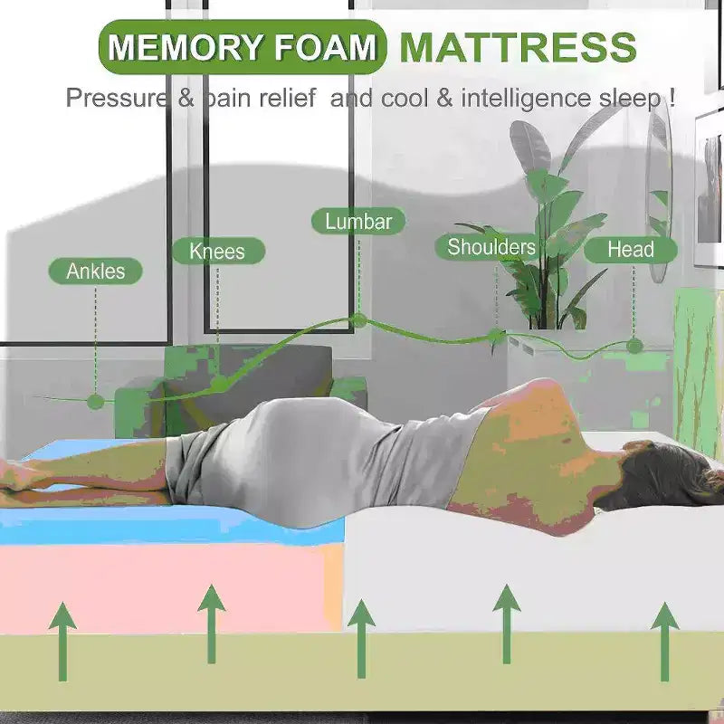 FDW Matelas en mousse à mémoire de forme au gel de 5 pouces pour un sommeil frais et un soulagement de la pression/Matelas en boîte/Soulagement de la pression