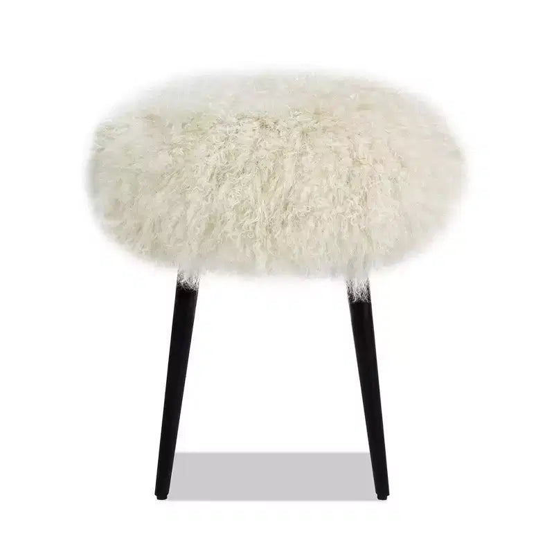 Pouf rond de 40 cm en peau de mouton mongole