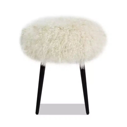 Pouf rond de 40 cm en peau de mouton mongole