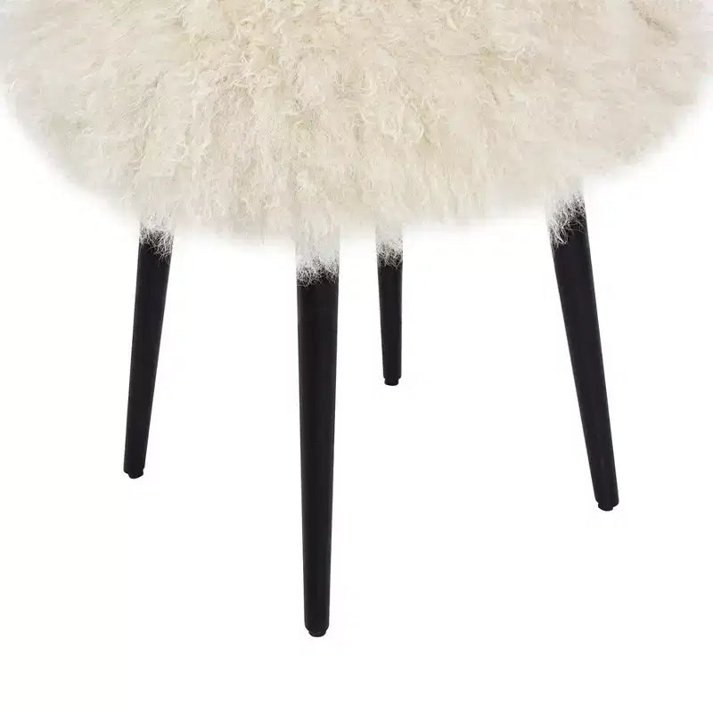 Pouf rond de 40 cm en peau de mouton mongole