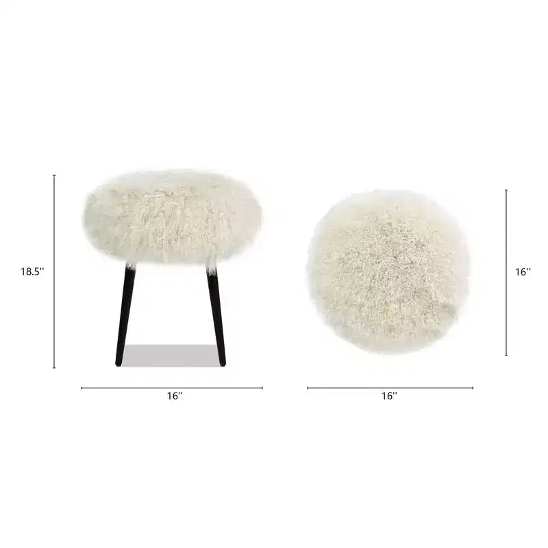 Pouf rond de 40 cm en peau de mouton mongole