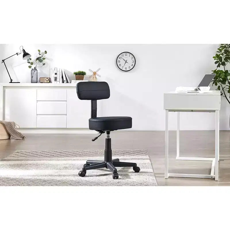 Tabouret roulant sans bras avec dossier pour garage, atelier, établi, salon