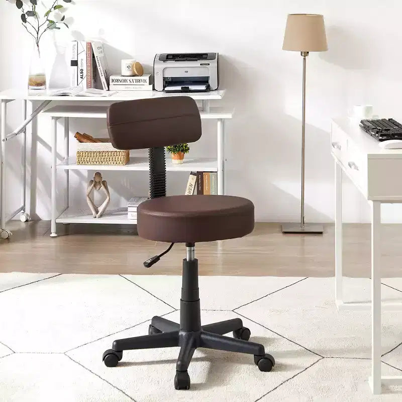 Tabouret roulant sans bras avec dossier pour garage, atelier, établi, salon