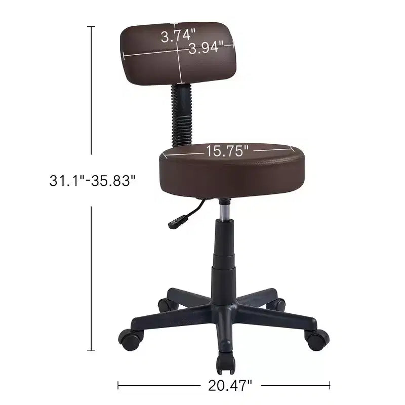 Tabouret roulant sans bras avec dossier pour garage, atelier, établi, salon