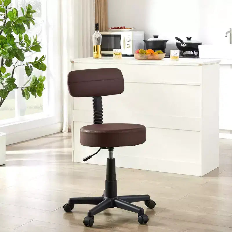 Tabouret roulant sans bras avec dossier pour garage, atelier, établi, salon