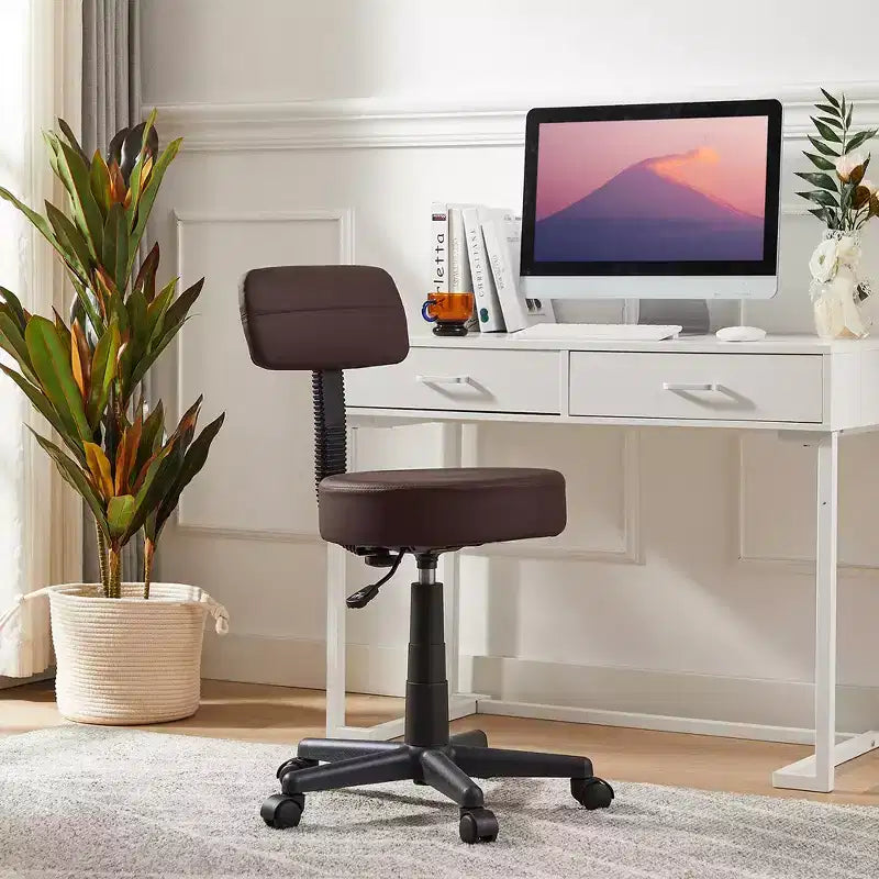 Tabouret roulant sans bras avec dossier pour garage, atelier, établi, salon