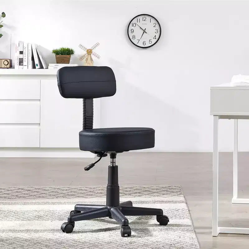 Tabouret roulant sans bras avec dossier pour garage, atelier, établi, salon