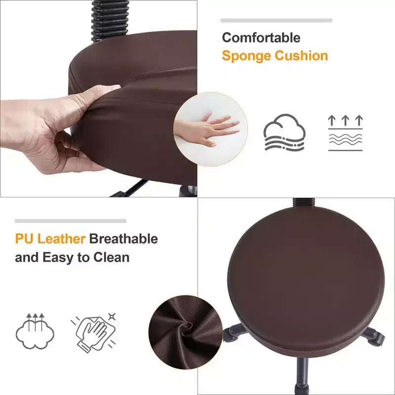Tabouret roulant sans bras avec dossier pour garage, atelier, établi, salon