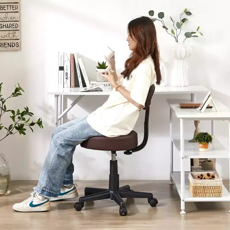 Tabouret roulant sans bras avec dossier pour garage, atelier, établi, salon