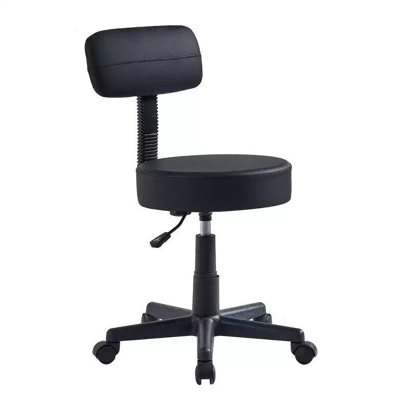 VECELO Armless Chair Rolling Stool with Backrest for Garage Shop Workbench Salon