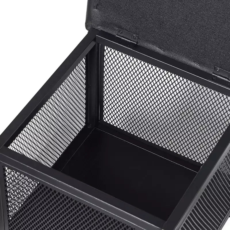 Pouffe de rangement, tabouret repose-pieds, petit cube ottoman carré de 35 cm de haut, noir