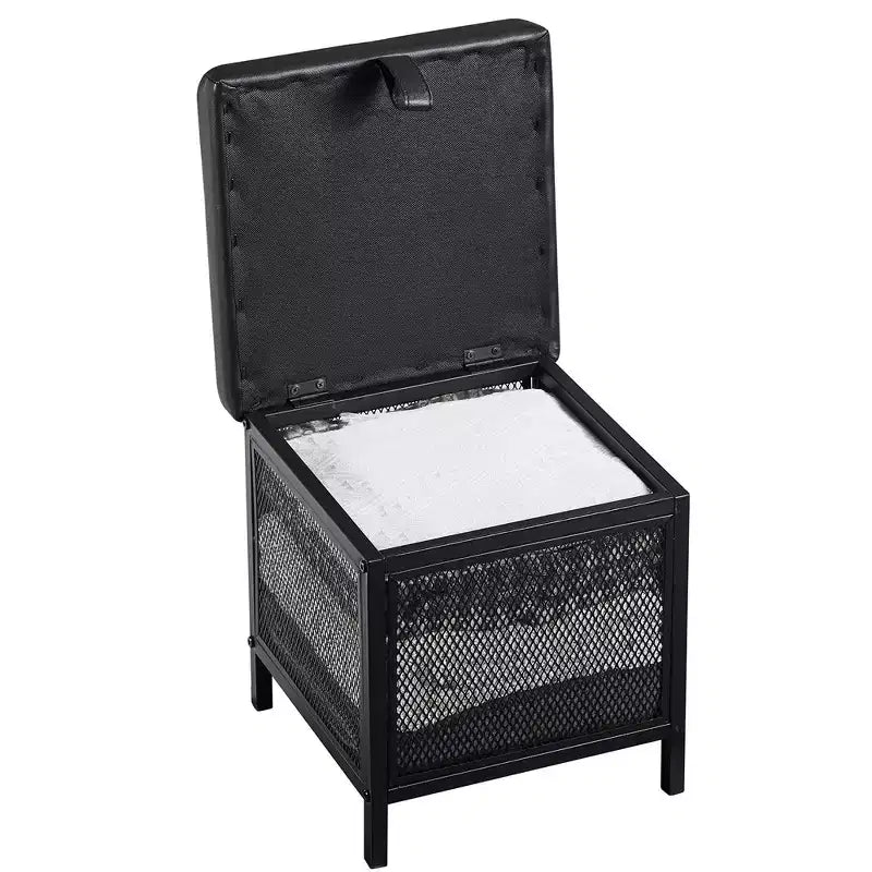 Pouffe de rangement, tabouret repose-pieds, petit cube ottoman carré de 35 cm de haut, noir