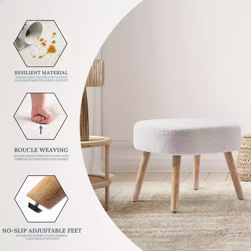 Pouf repose-pieds carré capitonné de 21 pouces de large