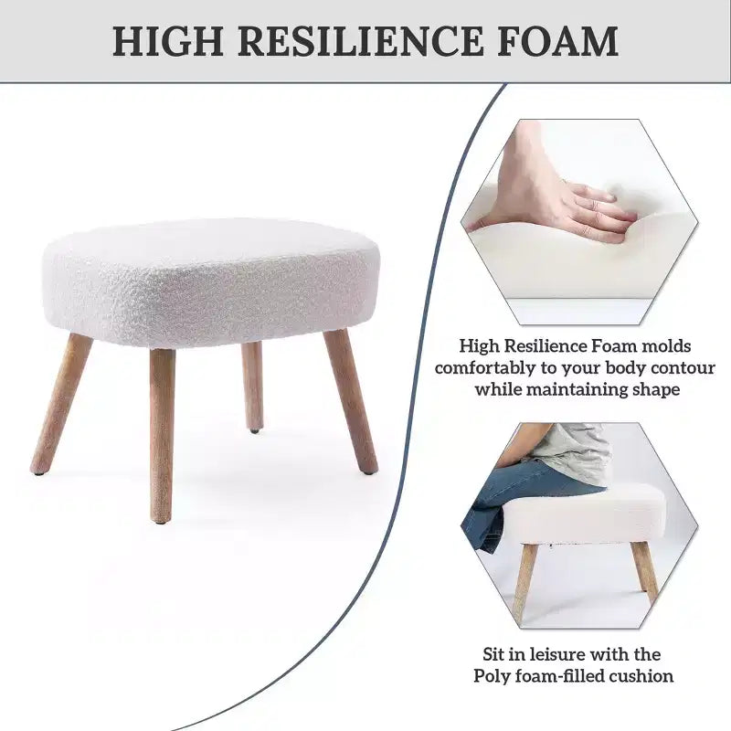 Pouf repose-pieds carré capitonné de 21 pouces de large