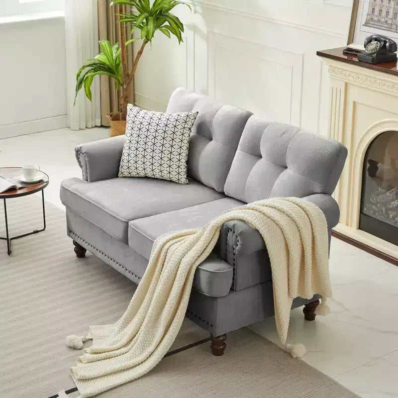 55.84 Causeuse capitonnée en chenille pour salon ou chambre