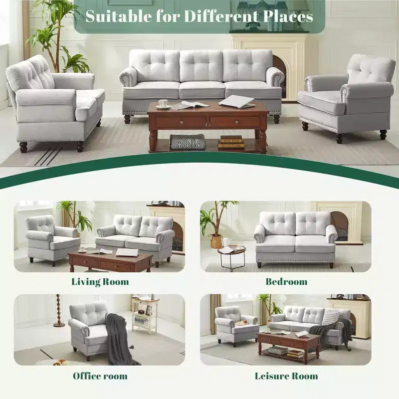 55.84 Causeuse capitonnée en chenille pour salon ou chambre